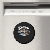 Ich arbeite hart oder arbeite kaum im Baseball ¾-S Magnet (In Situ (Geschirrspüler))