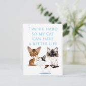 Ich arbeite hart postkarte (Stehend Vorderseite)