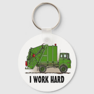 Ich arbeite harte Mülltransporter, grüne Schlüssel Schlüsselanhänger