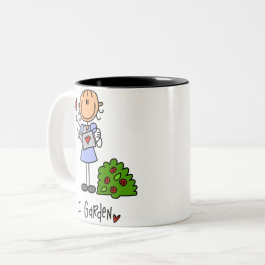 Ich arbeite im Garten Zweifarbige Tasse (Vorderseite Links)