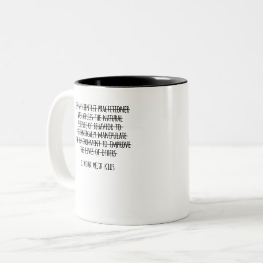 Ich arbeite mit Kindern Zweifarbige Tasse (Vorderseite Links)