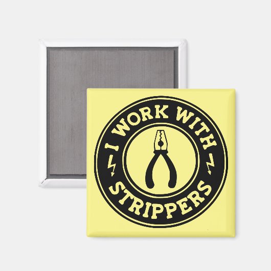 Ich arbeite mit Strippers #USAPatriotGraphics © Magnet (Vorderseite/Rückseite)