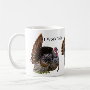 Ich arbeite mit Truthahntext Kaffeetasse