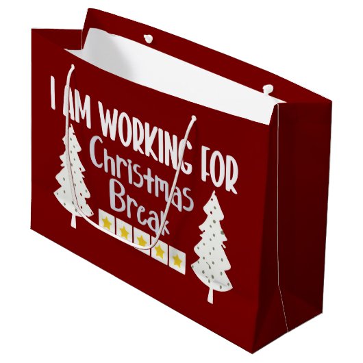 Ich arbeite über Weihnachtsferien Lustiger Sarkasm Große Geschenktüte (Vorderseite Schrägansicht)
