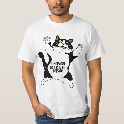 Ich arbeite, um Müll zu essen, Katzen-Fitness T-Shirt (Vorderseite)