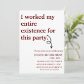 Ich arbeitete meine ganze Existenz für diese Pensi Einladung (Stehend Vorderseite)