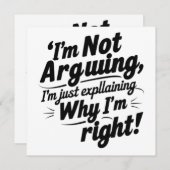 "Ich argumentiere nicht für Einladung" Einladung (Vorne/Hinten)