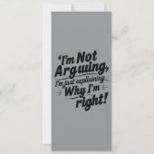 Ich argumentiere nicht für Einladung" Einladung (Rückseite)