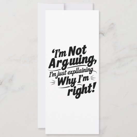 Ich argumentiere nicht für Einladung" Einladung (Vorderseite)