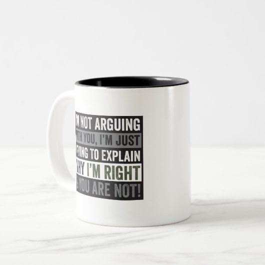 Ich argumentiere nicht mit Ihnen Zweifarbige Tasse (Vorderseite Links)
