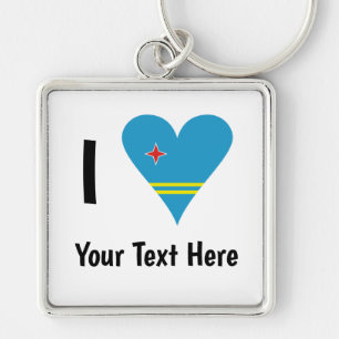 Ich (Arubanische Flagge Herz Liebe) Ihr Text Schlüsselanhänger