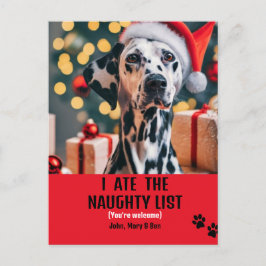 Ich aß Naughty List Haustier Foto Weihnachten Rote Einladungspostkarte