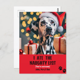 Ich aß Naughty List Haustier Foto Weihnachten Rote Postkarte