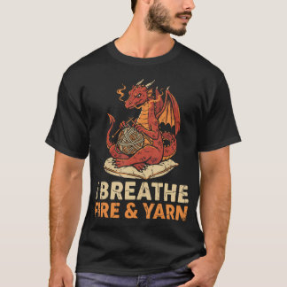 Ich atme Feuer und Drachenstrickgarn T-Shirt