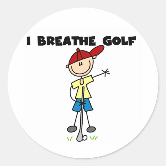 Ich atme Golf Runder Aufkleber (Vorderseite)