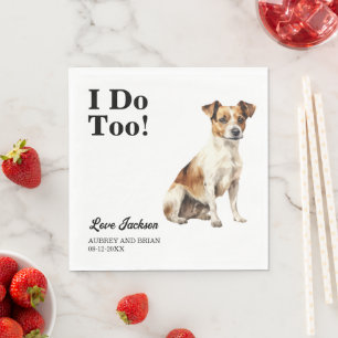Ich auch! Jack Russel Terrier Hund Foto Hochzeit Serviette