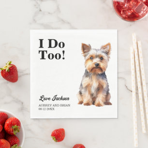 Ich auch! Yorkshire Terrier Hund Foto Hochzeit Serviette