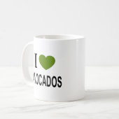 Ich ❤️ AVOCADOS mit dem grünen Herzen I LIEBE AVOC Kaffeetasse (Vorderseite Links)