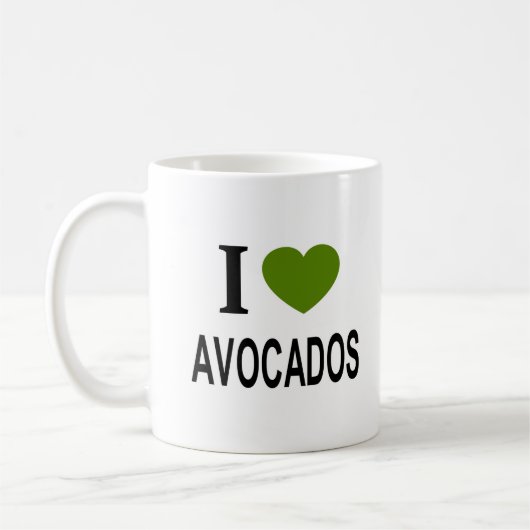 Ich ❤️ AVOCADOS mit dem grünen Herzen I LIEBE AVOC Kaffeetasse (Links)