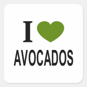 Ich ❤️ AVOCADOS mit grünem Herzen ICH LIEBE AVOCAD Quadratischer Aufkleber