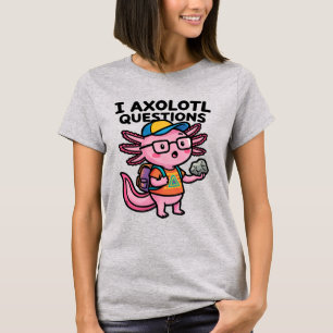 Ich Axolotl Fragen Schulkind hält Stein Neugierde T-Shirt