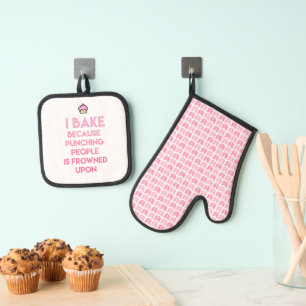 Ich backe! Funny Baking Zitat Ofenhandschuh & Topflappen-Set