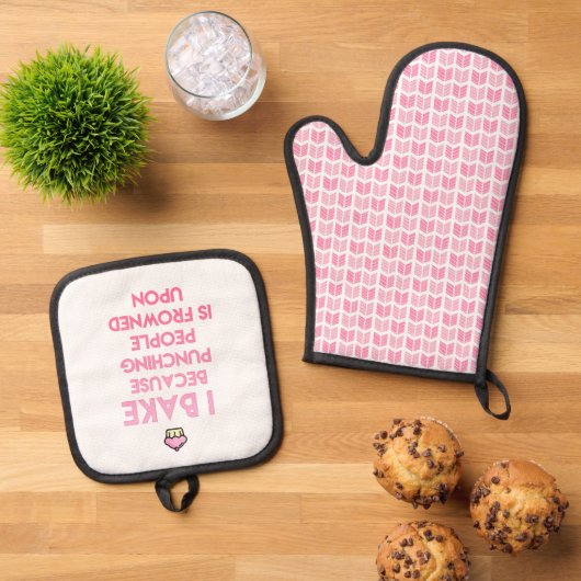 Ich backe! Funny Baking Zitat Ofenhandschuh & Topflappen-Set (Oben Unten)