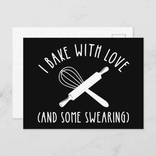 Ich backe mit Liebe (und etwas Schwitzen) Postkarte (Vorne/Hinten)