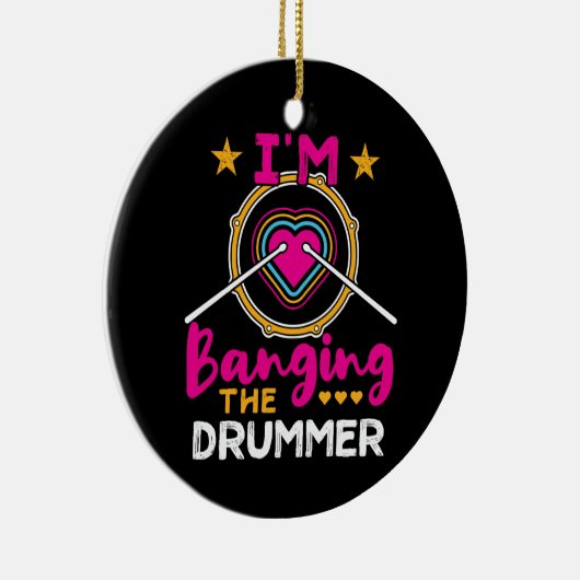 Ich bage die Drummer Funny Ehefrau GF Keramik Ornament (Rechts)