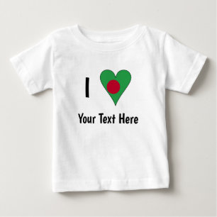 Ich (Bangladeshi Herz Flagge Liebe) Personalisiert Baby T-shirt