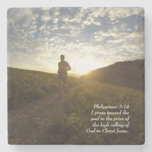 Ich bedränge in Richtung zur Zielphilippians-3:14 Steinuntersetzer