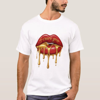 Ich begehre dich Shirt - Gold triefende Lippen