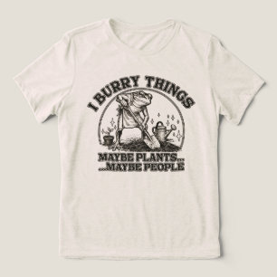 Ich begrabe Dinge Gartenzucht Frosch Dunkler Humor Tri-Blend Shirt