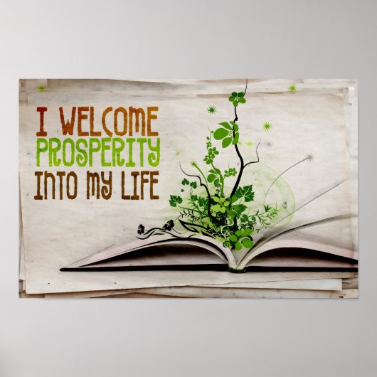 "Ich begrüße Wohlstand" Motivation Affirmation Poster (Vorne)