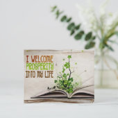 "Ich begrüße Wohlstand" Motivation Affirmation Postkarte (Stehend Vorderseite)