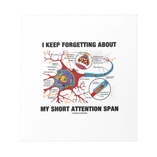 Ich Behielt, über meine Kurze Aufmerksamkeitsspann Notizblock (Vorderseite)