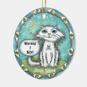 Ich beiße die Katzenbrille Keramik Ornament (Links)