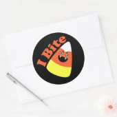 Ich beiße Halloween Candy Corn Vampire Runder Aufkleber (Umschlag)