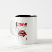 Ich beiße Kaffee-Tasse!! Zweifarbige Tasse (Vorderseite Links)