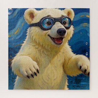 Ich bekam Blasen - Eisbärjunges im Wasser Puzzle