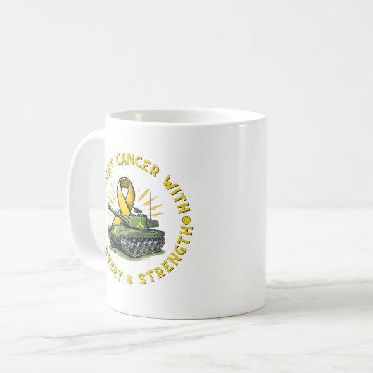 "ICH BEKÄMPFE KREBS MIT BRAVERY & STRENGTH-TASSE" KAFFEETASSE (Vorderseite Links)