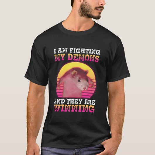 Ich bekämpfe meine Dämonen Ratte T-Shirt (Vorderseite)