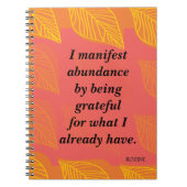 Ich bekenne mich zur Fülle, indem ich dankbar beja Notizblock (Vorderseite)