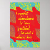 Ich bekenne mich zur Fülle, indem ich dankbar beja Poster (Vorne)