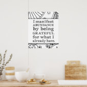 Ich bekenne mich zur Fülle, indem ich dankbar beja Poster (Küche)