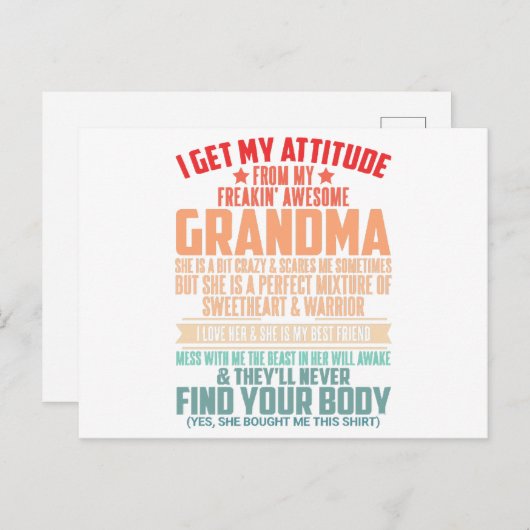 ICH BEKOMME MEINE ATTITUTION AUS MEINEM FREAKIN PH POSTKARTE (Vorne/Hinten)