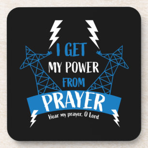 Ich bekomme meinen Power vom Gebet Christliche Ges Getränkeuntersetzer