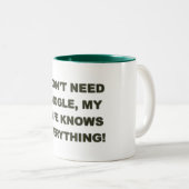 Ich benötige nicht Google, den meine Ehefrau alles Zweifarbige Tasse (VorderseiteRechts)