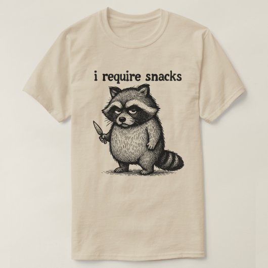 Ich benötige Snacks Raccoon | Plus-Size-Tier T-Shirt (Design vorne)