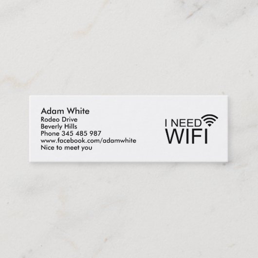 Ich benötige wifi Internet Mini Visitenkarte (Vorderseite)